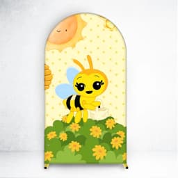 Mocsicka Cute Bee Birthday Party Arch Cover Backdrop Cartoon Honeybee Floral Honeycomb Rainbow Background Baby Show Photo Studio
