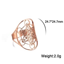 Sacred Geometry Seal Of Archangel Metatron Ring Adjustable Stainless Steel Rings For Women Men