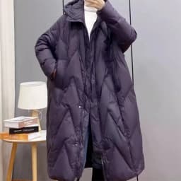 Retro Commuting Loose And Thick Down Cotton jacket for women, New Over The Knee long Plus Size Hooded Parka Winter Outwear Red