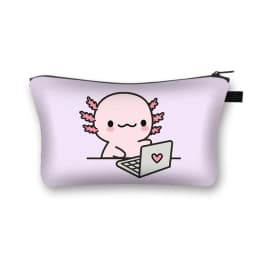 Cute Animal Sea Otters Axolotl / Ferret Pattern Cosmetic Bag Women Makeup Bags Zipper Cosmetic Cases Girl's Lipstick Holder Gift