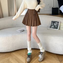 Women's 2025 New Collection Suede A-Line Skirts High Waisted Pleated Mini Flared Skirt for Autumn Winter, Casual Short Skirt