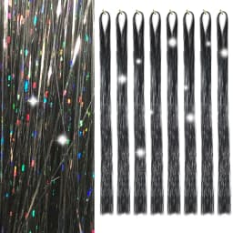 Gold and Silver Hair Sequin Set with 8 Pieces of 1600 Strands of Sparkling Hair for Christmas and Halloween Parties