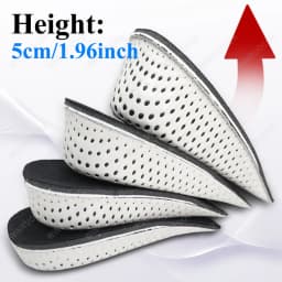 1/2 Pairs 2/3/4/5cm Height Increase Insoles Unisex Memory Foam Heel Lifts Breathable Sweat Absorbent Elevator Shoe Pads Insoles
