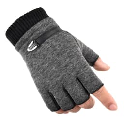 Man Autumn Winter Plus Velvet Keep Warm Outdoor Sports Half-Finger Gloves Fashion Solid Elasticity Drive Cycling