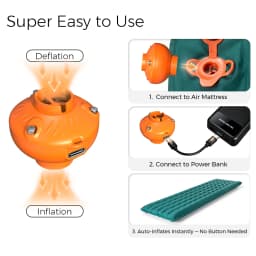 22g Mini Air Pump for Sleeping Pad & Inflatables, 4.2kPa 350L/min High Speed, USB-C Powered Air Mattress Pump for Swimming Rings