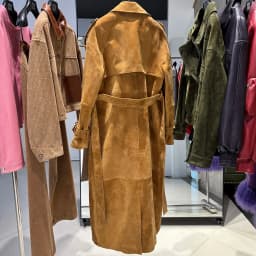 YOLOAgain Double Breasted Suede Jacket Coat Women Real Leather Trench Coat