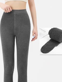 Tossy Warm Fleece Lined Super Thick Warm Leggings Women Winter Spandex Ribbed Slim Pattern Leggins Winter High Waist Basic Pants