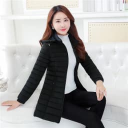 Winter Thiened Cotton Jaet Women's Mid-Length Faionable Slimming Korean Sle Mommy Clothes Warm Sli Polyester