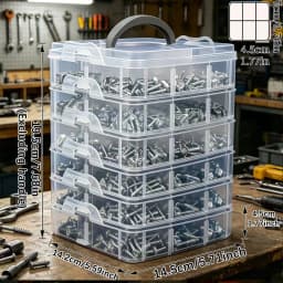 1pc Stackable Plastic Hardware Storage Box, Multi-Layer Screw Bolt Parts Sorting Box Portable Handheld Desktop Parts Storage Box