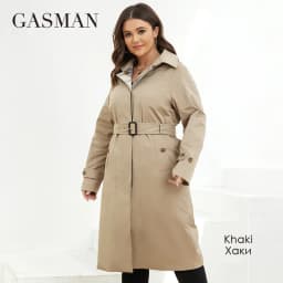 GASMAN Autumn Women's Trench Coat Plus Size Mid-Length Belt Hooded Jacket Women Sports Solid Color Windbreaker Parkas LW-22910