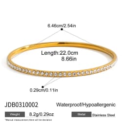 Uworld Delicate Crystal Bangle For Women Minimalist 18K Gold Plated Stainless Steel Bangle Party Wedding Fashion Jewelry Gift