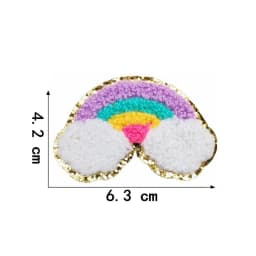 10pcs Set Chenille Self-Adhesive Patches Shiny Glitter Base Lightning Star Rainbow Patch for Bags Hats Jackets Clothing