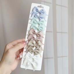 10Pcs/Set Solid Color Kids Bows Hair Clips for Baby Girls Handmade Ribbon Bowknot Hairpin MiNi Barrettes Hair Accessories