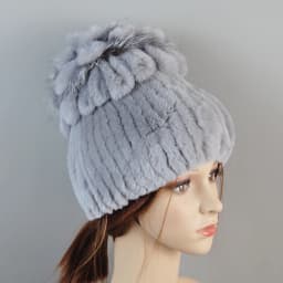 Real Rex Rabbit Fur Hat And Scarf Set Women Winter Knitted Beanie Hat Natural Fur Skullies Beanies Woman Hat Female Cap Elastic