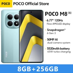 POCO M8 5G Global Version Smartphone 256GB 512GB Snapdragon® 6 Gen 3 NFC 6.77" 120Hz Display 50MP Main Camera 45W Charging