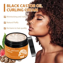 50g Black Castor Oil Curl Styling Cream - Moisturizing hair styling cream for normal hair, suitable for men and women, with an easy-to-use and portable plant-based formula