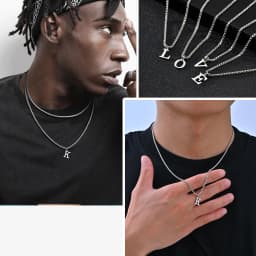 Vnox Simple A-Z Letter Necklace for Men, Waterproof Stainless Steel 26 Letters Pendant Necklace,Men’s Minimal Initial Necklace