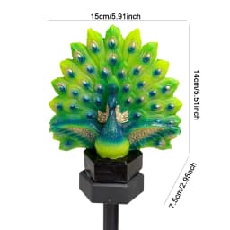 Solar Powered Peacock Garden Stake Light Resin Waterproof Auto On LED Peacock Figurine Lamp for Outdoor Yard Lawn Pathway Decor