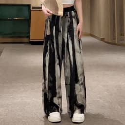 Women's Thin Casual Ice Silk Chiffon Wide Leg Pants 2025 Summer New Style Strap Drop Straight Tube Floor Trousers Korean Women