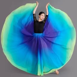 2025 Gradient Color Dance Skirt Eleganc Women's Square Dancing Perform Maxi Skirts Elastic-waist Big-hem Chiffon A-line Skirts