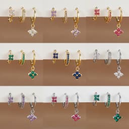 3PCS Trendy Stainless Steel Flower Drop Earring Set For Women Crystal Zirconia Dangle Earring Hypoallerg Piercing Jewelry aretes