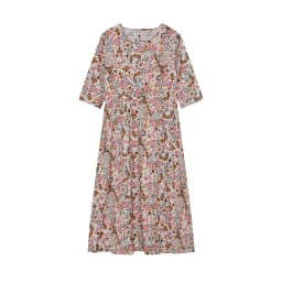 Spring Summer Printed Round Neck Casual Set Loose Long Dress with Pockets Middle Sleeve Cross-Border Women's Fashion