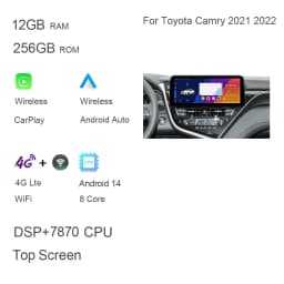 DSP 12.3" QLED 720P 360 8G+256G Carplay Android 14.0 Car DVD Player GPS DSP WIFI Stereo autoradio For Toyota Camry 2021 2022