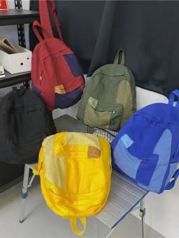 Contrast Color Block Canvas Backpack Large Capacity Casual School Travel Rucksack for Student Daily Use