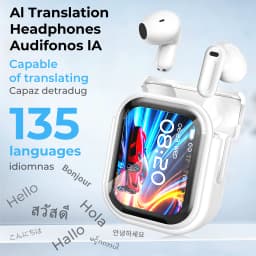HTC NE20 AI Translation Earbuds - ANC Noise Cancelling, Touch Screen, 135 Lang. Support, Business Conference, Travel Headphones