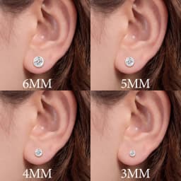 Round Moissanite Stud Earrings 100% Real 925 Sterling Silver Bezel Setting Screw Back Ear Jewelry Gift For Men Women Daily Wear