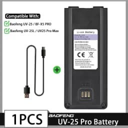Original Baofeng UV 25 Li-ion Battery UV-25 Pro Max BL-UV25 High Capacity USB C Replacement Battery For BF-X5 UV-25L Ham Radio