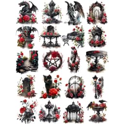 20Pcs/Pack Vintage Gothic Rose Garden Sticker DIY Craft Scrapbooking Album Junk Journal Decorative Stickers