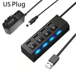 USB HUB 3.0 USB 2.0 Hub Multi USB Splitter Hub Use Power Adapter 4/7 Port Multiple Expander USB 3.0 Hub with Switch 30CM Cable