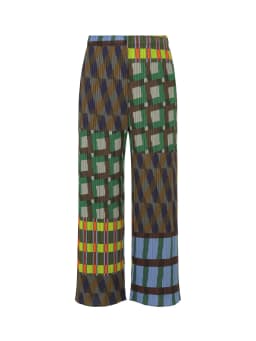 Miyake Pleated Harmony Geometric Printed Straight Pants