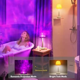 Waterproof Shower Lamp for Inside Shower RGB Bathroom Lamps Remote Touch Cordless Shower Light 16 Color LED Ocean Wave Projector