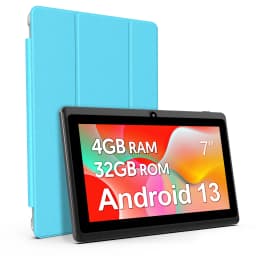 7-Inch Android 13 Tablet, 4 (2+2) GB RAM, 32GB Storage, 3500mAh Battery, HD 1024x600 IPS Display, Dual Cameras, WiFi, Bluetooth