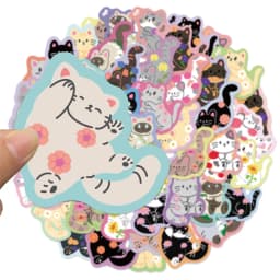 50PCS Flower and Cat Cute Graffiti Stickers DIY Luggage Notebook Speaker Water Cup Waterproof Stickers