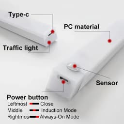 10-50cm USB Rechargeable LED Bar Lights Motion Sensor Night Light Portable Induction for Kitchen Cabinet Wardrobe Hallway