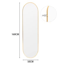 【Lifeideas】Black/Gold 150/160cm Oval Full Length Wall Mounted Mirror