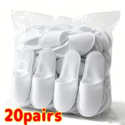 White Disposable Slipper Non-Slip House Slippers Individually Packaged Unisex Brushed Slides for Hotel Travel Households Shoes