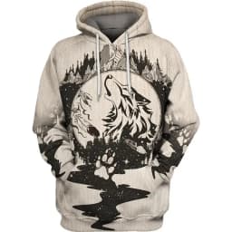 Black and White Wolf Print 3D Men's Hoodies Fashion Animal Pattern Women's Sweatshirts Leisure Essentials Pullover Jackets Coat