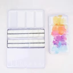 Empty Watercolor Palette Tin Color Mixing Palette Paint Storage Box Iron Paint Tray with Half/Full Pans For Painting