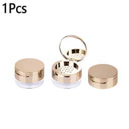 1Pc Mini 6g Portable Cosmetic Flour Plastic Box Empty Loose Flour Pot With Sieve Travel Makeup Jar Sifter Container With Puff