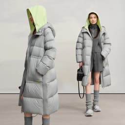 AMII Hooded Down Jacket 2026 Winter New Warm Zipper Long Sleeve 85% White Duck Down Coat Woman Loose Straight Long Coat 12524017