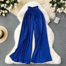 Women Long Pants Wide Leg Pant Solid Loose Y2k Casual Lace Up Tight High Waist Capris Regular Pleated Trousers Summer 2026
