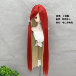 BJD Doll Wig COS Hair Long Bangs Straight Hair Double-tone Color DIY Anime Doll Wig Stylish Wig Cover Accessories Dress Up Toy