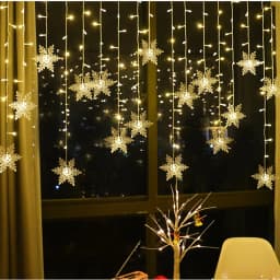 Christmas Snowflake String Lights 3.2M 8 Modes Outdoor Garden Patio Window Roof Decor Warm, White, Multicolor Holiday Decor Set