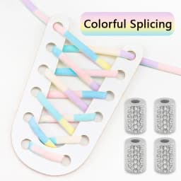 Elastic Round Printed Shoe Laces Diamond Metal Buckle No Tie Shoelaces Without Ties Shoelace for Sneakers Woman Man Shoestrings