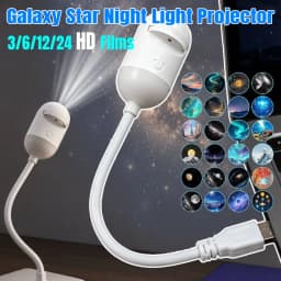 HD Galaxy Star Projector Night Light with Films USB Plug and Play Starry Sky Projector Ceiling Light Atmosphere Lamp for Bedroom