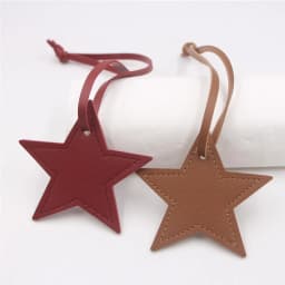 8cm PU Leather Patch Five-Pointed Star Keychain Star Decoration For Embellishing Bag Clothing Lanyard